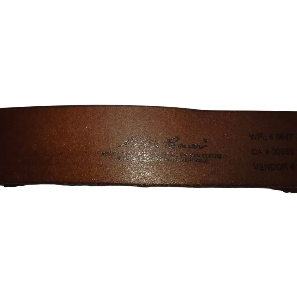 Eddie Bauer Leather Belt WPL 9647 Size 40 Brown England Silver tone hardware